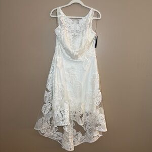 Frank Lyman Design White Floral Hi Low Bridal Dress Size 12 NWT $349